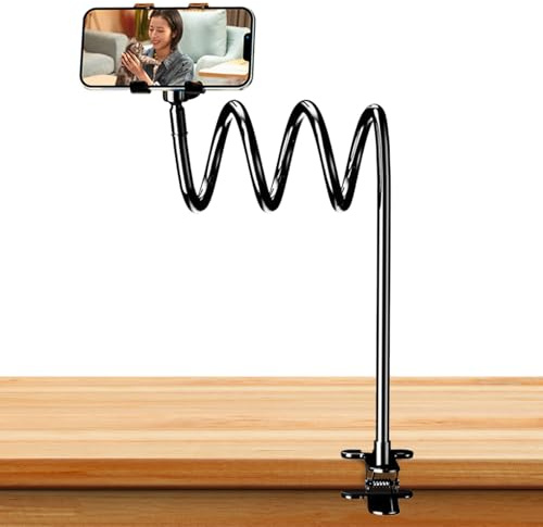 Tewzafiya Supporto per telefono per letto,Supporto a braccio lungo flessibile - Supporto per scrivania telefono | per tablet registrazione video scrivania divano poltrona reclinabile