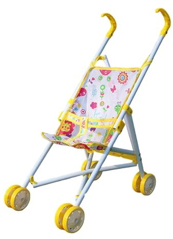 Amagogo Puppenwagen, Puppenbuggy, Spielzeugtransportwagen, Faltbares Spielhaus, Frühkindliche Entwicklung, Geburtstagsgeschenk, Rollenspiel für Kleine Mädchen, Gelb