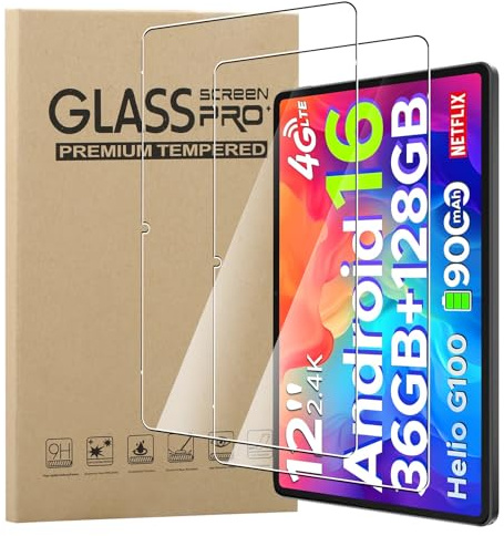 MEMELOKA Verre Trempé pour DOOGEE Tab G6 Pro 12 Pouces, 2 Pièces 9H Dureté [Anti-Rayures][Sans Bulles][Haute Définition] Protection Écran