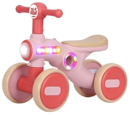 WLH Alexanders Carrelli Bicicletta senza pedali for bambini, cavalcabile su giocattoli, senza pedali, 4 ruote silenziose, antiribaltamento for auto, for interni ed esterni Macchinine(Roze)