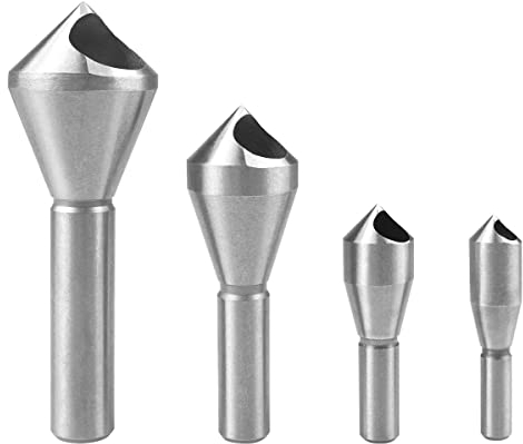 ATOPLEE Countersink Drill Bit Set,4pcs 90 Degree High Speed Steel Counter Sinker Drill Bits for Wood,Metal, Fiberboard, Plywood, Plastic, PVC