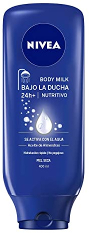 NIVEA Body Milk Bajo la Ducha - Loción Corporal Hidratante para la Ducha 5 en 1 Cuidado Completo - 24h de Hidratación - Aceite de almendras - Se Activa con el Agua - Piel seca - Pack de 6 x 400 ml