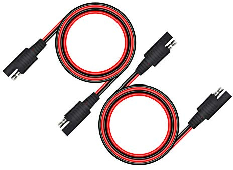 CERRXIAN 2-pack SAE till SAE 2-polig snabbanslutning/frånkoppling förlängningssladdsele, 18 AWG mätare DC kraft kraftig kabelkontakt (50 cm)