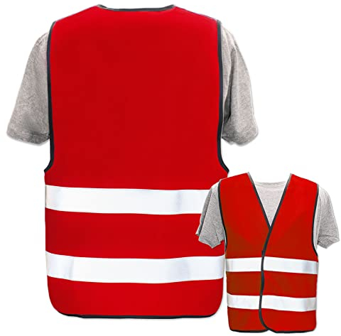 Warnweste selbst gestalten mit eigenem Aufdruck * Bedruckt mit Name Text Bild Logo Firma, Farbe & Größe:Rot/Größe S, Position & Druckart:Ohne Druck (nur Weste)
