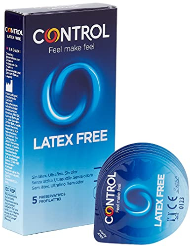 Control Preservativos Latex Free - Caja de 5 Condones de Poliuretano, Ultrafinos, Sin Olor, Lubricados, Sexo Seguro. Disfruta de unos Preservativos con Ajuste Perfecto para una Relación Segura.