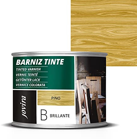 JOVIRA PINTURAS Barniz Brillante Tinte (6 colores). Barniz para madera. Protege, decora y embellece. (375 Mililitros, Pino) D-18