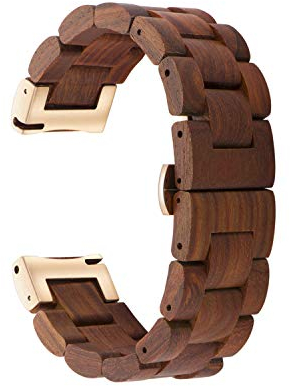 AIYIBEN Schnellspannarmband, Uhrenarmband aus Naturholz, Wahl der Armbandfarbe und -breite 18mm, 19mm, 20mm, 21mm, 22mm, 23mm oder 24mm (22mm, Rotes Sandelholz)