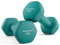 SONGMICS Hanteln, 2er Set, 2 x 3 kg, Hantelset, Kurzhanteln, Hexagon, Neopren-Beschichtung, Krafttraining, Workout, Fitnesstraining, für Zuhause, aquamarinblau SYL906Q01