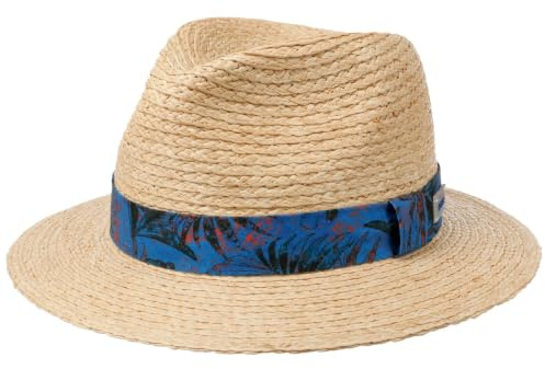 Stetson Vilco Sustainable Traveller Raffiahut Naturfarbener Nachhaltiger Strohhut mit floralem Garniturband Unisex Frühjahr Sommer Natur L (58-59 cm)