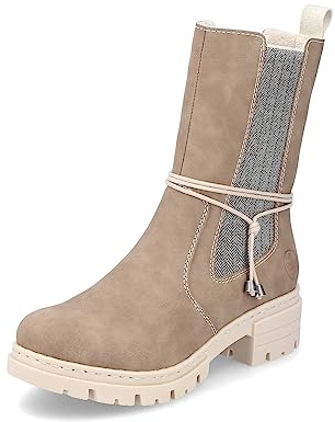 Rieker Damen Winterstiefel 76863, Frauen Stiefel,uebergangsschuhe,Winterboots,Outdoorschuhe,warm,gefüttert,Boots,beige (64),40 EU / 6.5 UK