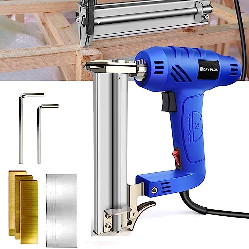 Nail Gun Staple Gun 15-32mm 18 Gauge, 2 in 1 Electric Stapler Nailer Tacker 1080W Heavy Duty Tool with 300pcs Staples and 100pcs Nails