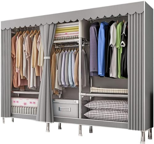 Dictstarst Kleiderschrank Tragbarer Kleiderschrank Aus Segeltuch,Stoffschrank,Faltbarer Kleiderschrank-Aufbewahrungsorganisator Mit Kleiderstange,für Schlafzimmer,Wohnzimmer,207x46x173cm