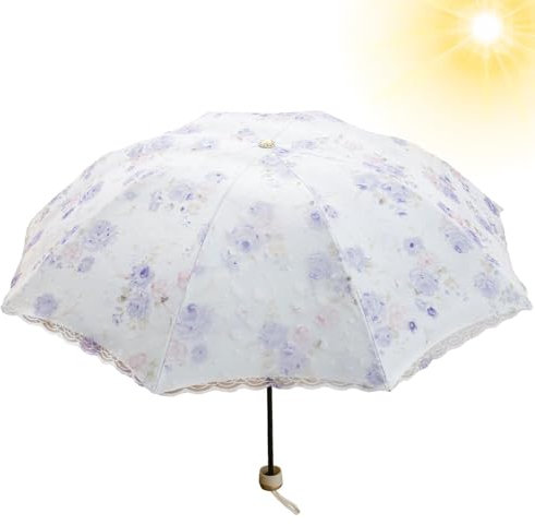 1 parasol – Parasol princesse en dentelle, parapluie pliable | Sac de soleil anti-UV, protection anti-UV UPF 50+, parapluie pliable léger et portable, Violet foncé 8 os, Refer to description