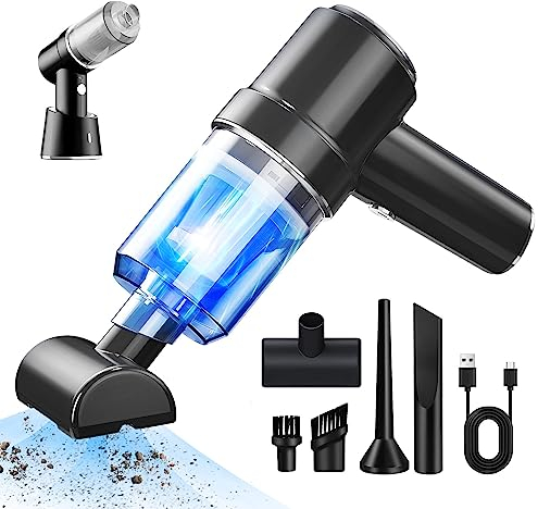 LuLuanping Aspiradora de Mano, 120W Sin Cable Potente, con Base de Carga, en Seco y Húmedo, Batería de 3600mAh,Filtro Lavable, Accesorio Completo para Oficina, Hogar, Coche (Negro)