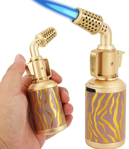 Soplete de cobre artesanal, quemador de butano profesional con cierre de seguridad, llama recargable y ajustable multiusos para soldadura (gas butano no incluido)