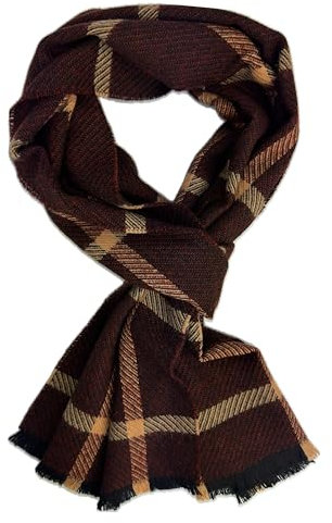 Wollschal Herrenschal Winterschal warm angenehm weich Wolle Karo in braun Made in Germany