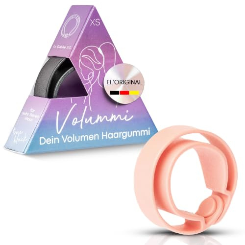 Volummi Haargummi – Innovativer Zopfgummi für sichtbar mehr Volumen im Pferdeschwanz – Starker Halt & schonend für Haare – Das Original Made in Germany [Lovely Rose XS für sehr dünnes Haar]