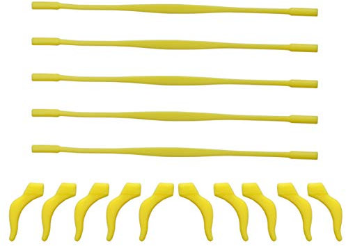 Veemoon Rutsch Silikon Kinderbrillenhaken Mit Ohrbügeln Für Sicheren Halt Brillenzubehör Für Gelb Inklusive Klarer Aufbewahrungstasche Opp