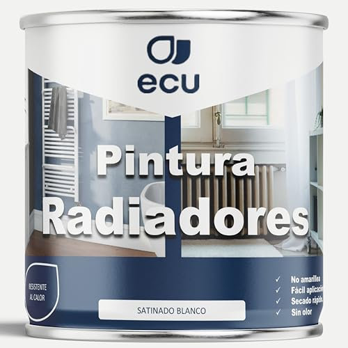 PINTURAS ECU - Pintura para Radiadores - Esmalte Radiadores al Agua - BLANCO - Decora y protege toda clase de radiadores por agua y tuberías de calefacción (BLANCO, 750 ML)