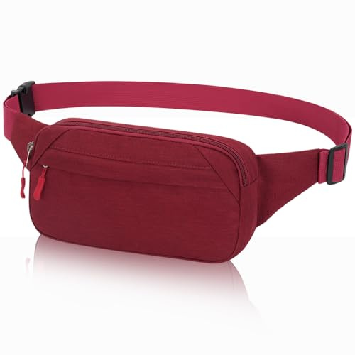 Bauchtasche Hüfttasche Herren Damen Klein Gürteltasche Sport Bum Hip Bag Männer Frauen Waist Fanny Pack für Reise Wandern Hundetraining Outdoor (Rot)
