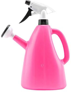 2 in 1 Plastic Watering Can with Sprayer - Multifunctional Garden Leakproof Water Spray Bottle for Indoor Outdoor Plants, 1L (Pink)