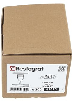Restagraf - Agrafe de Fixation Carrosserie - Spécial Joint Anti-Salissure pour Porte - Compatible avec Citroën, Fiat, Peugeot - Réf. 42690 - Boîte de 200