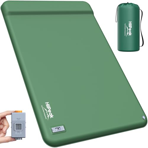HiiPeak Colchón Inflable de Camping para 2 Personas con Bomba Eléctrica Integrada, R-Value 9,5 Invierno y 4 Estaciones, Colchoneta Aislante con Espuma y Almohada para Senderismo y Tienda
