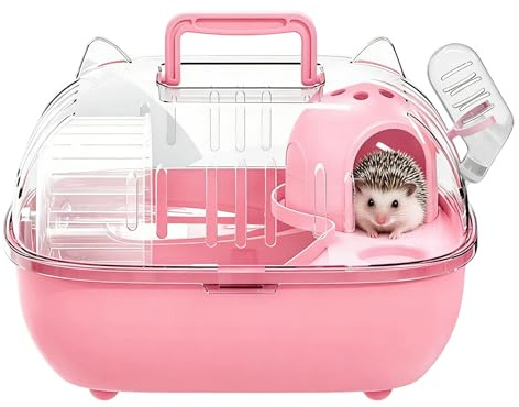 Small Animal Transport Box, Transparent Cover Run Cage, Hamster Travel Cage for Travel, for Rabbits, Rodents, Car Trip Picnic, Farm Visit
