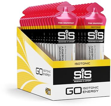 Science In Sport GO Isotonic Energy Gels, Running Gels with 22 g Carbohydrates, Low Sugar, Pink Grapefruit, 60 ml Per Serving (30 Pack)