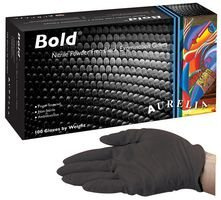 NITRILE GLOVES, POWDERFREE, BLK, S PK100 73996 By AURELIA