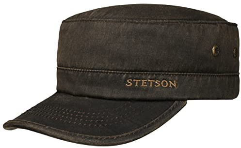 Stetson Datto Army Cap Winter Military Cap Cotton UV Protection 40+ Water-Repellent Lined Men Autumn Winter braun L (58-59 cm)