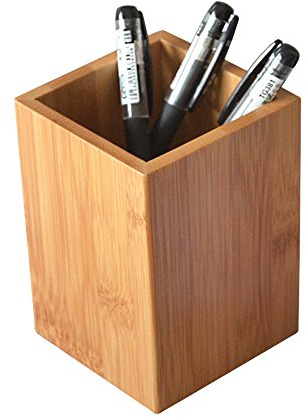 YOSCO Bamboo Wood Desk Pen Pencil Holder Stand Multi Purpose Use Pencil Cup Pot Desk Organizer
