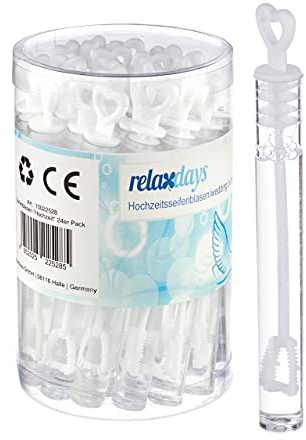 Relaxdays Pomperos Boda 96 Unidades Corazón, Plástico, Blanco, 10,5 x 1,3 cm