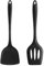 FUKTSYSM Silicone Spatula - 2Pcs Heat Resistant Slotted Spatula Set Kitchen Utensils Turner, High Heat Resistant Non Stick Flexible Large Black Silicone Spatula for Nonstick Heat Resistant Cookware