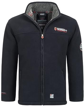 Geographical Norway Distribrands Ubolt Men - Vellón Hombres Cálidos Grueso Zip - Hombres Cálidos Invierno Sudadera Chaqueta Suave - Sudadera De Manga Larga Forrada - Ide Otoño Invierno (Marino-M)