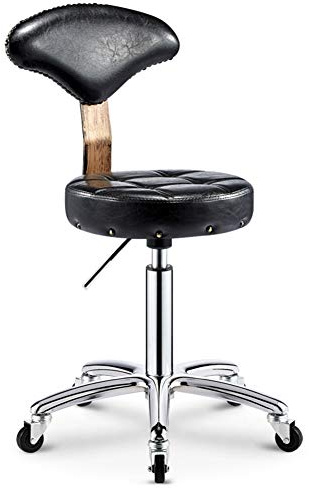 Bar Stool PU Leather Ergonomic Backrest Quiet Full Swivel Gas Lift Adjustable Heigh for Bar Pub Salons Drafting Massage 5 Colors (Color : Blue) (Black)