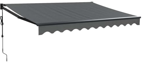 vidaXL Toldo Retráctil Automático, Toldo Eléctrico con Motor, Sombrilla Colgante de Pared, Toldo para Balcón Patio Tienda, Gris Antracita 3,5x2,5 m