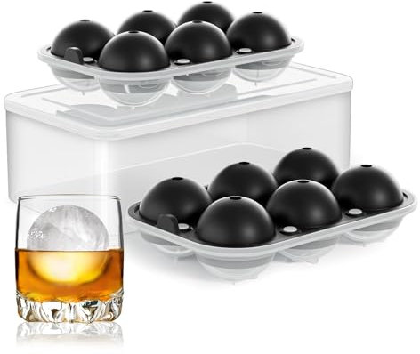Large Ice Cube Tray for Whiskey: 2.5 Inch Silicone Ice Ball Maker - Circle Ice Cube Tray - Round Ice Sphere Maker for Old Fashioned Bourbon Whisky