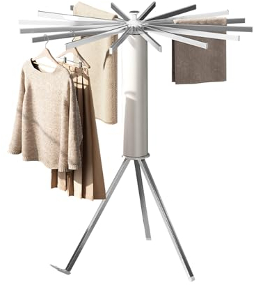 Ergocar Stativ-Wäscheständer, Faltbar Hohe Kapazität Kleiderlüfter, Tragbar Wäscheständer Drinnen/Draußen, Platzsparend, Balkon, Schlafzimmer, Haushalt