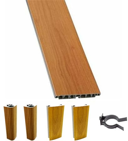AERREGI KIT ZOCCOLO NOCE CHIARO PER CUCINA BATTISCOPA ALTEZZA 10, 12 E 15 CENTIMETRI | ZOCCOLI 5 METRI CON ACCESSORI PER UNIONE E KIT GANCI | KIT ZOCCOLATURA N. CHIARO (4, Noce Chiaro, H120 mm)