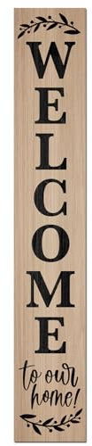 Horienteeon Cartello con scritta Welcome To Our Home (121,9 x 20,3 cm) in legno, alto e verticale, per primavera ed estate, portico di benvenuto, decorazione per la casa, decorazione moderna da