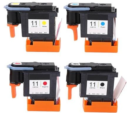 GYZOUKA Cabezal de Impresión de Impresora de 4 Piezas Reemplazo de Cabezal de Impresión Amarillo Cian Negro Magenta para HP Designjet 100 110 111 500 510 800 813 850