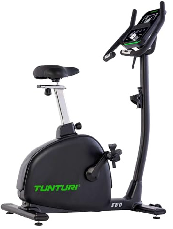 Tunturi Signature E60 motionscykel – ergometer och servomotor – Bluetooth – fitnesscykel med 26 träningsprogram – låg ingång – förstärkta pedaler – komfort plus sadel