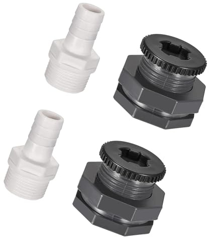 MACHSWON PVC skotttank adapter G3/4 tråd med plugg och 16 mm OD taggrörmontering för regntunnor vattentank akvarier dammar 2 set