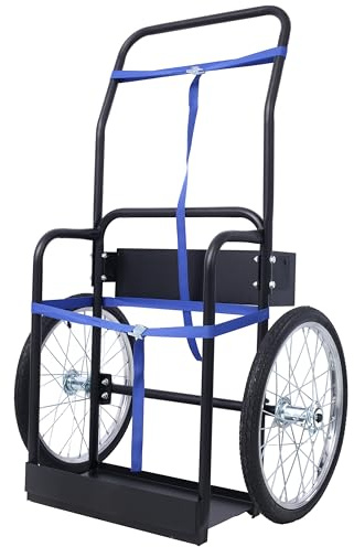 220lbs Capacity Welding Cylinder Hand Truck, Heavy Duty Dual Oxygen/Acetylene Tank Dolly with 20 Pneumatic Wheels & Belts, Hand Truck for Welding Equipment Transport,47.2x21.5x29.7 Inch, Black
