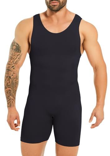 Kitfore Shapewear för män, bodysuit, helkroppsformare, sömlös magkontroll, kompressionströja, kroppsformare, undertröja med benshorts