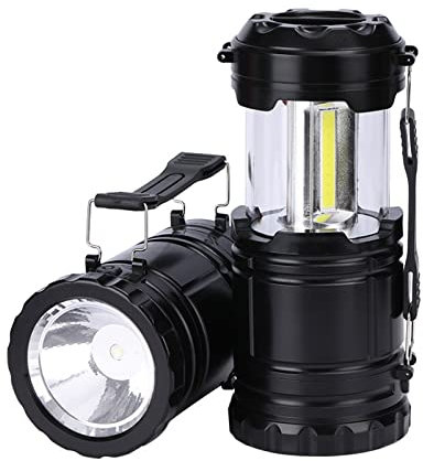 1 farol LED plegable de 200 lúmenes, kit de supervivencia adecuado para huracanes, luz de emergencia para cortes de tormentas, linternas portátiles al aire libre, color negro (pilas no incluidas)
