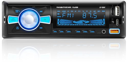 RDS Bluetooth Car Radio with Type-C Charging Port, FM/AM Car Radio Bluetooth 5.0, 4x65W 1 Din Car Radio Supports Handsfree/2 USB/AUX/SD/TF/EQ/DSP/MP3 Player, 7 Colours Lighting