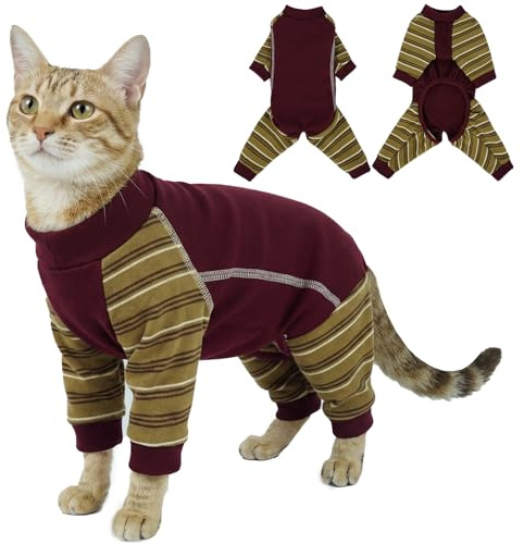 Katzenbody Efter OP Body Katt Efter Kastrering Röd L, Smältskydd Katt, Skyddskostym Katt Fyrbent, Katt Onesie Mot Pälsförlust, Minskar Katthår, Bekväm & Andningsbar