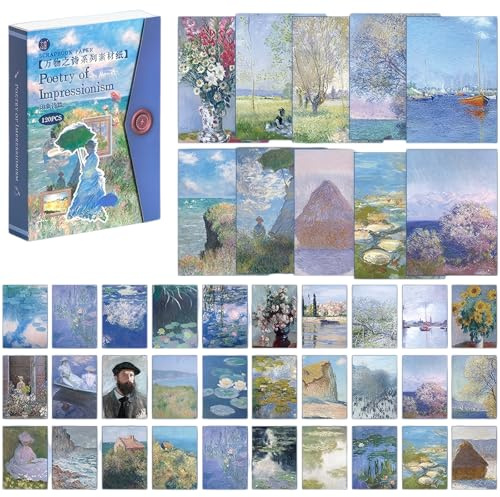 120 Pieces Scrapbook Paper Kit, Vintage Patterned Paper for Scrapbooking, Journaling, Decoupage, Card Making, Gift Wrapping, DIY Arts and Crafts Supplies, 5.51x3.94inches (Blue)